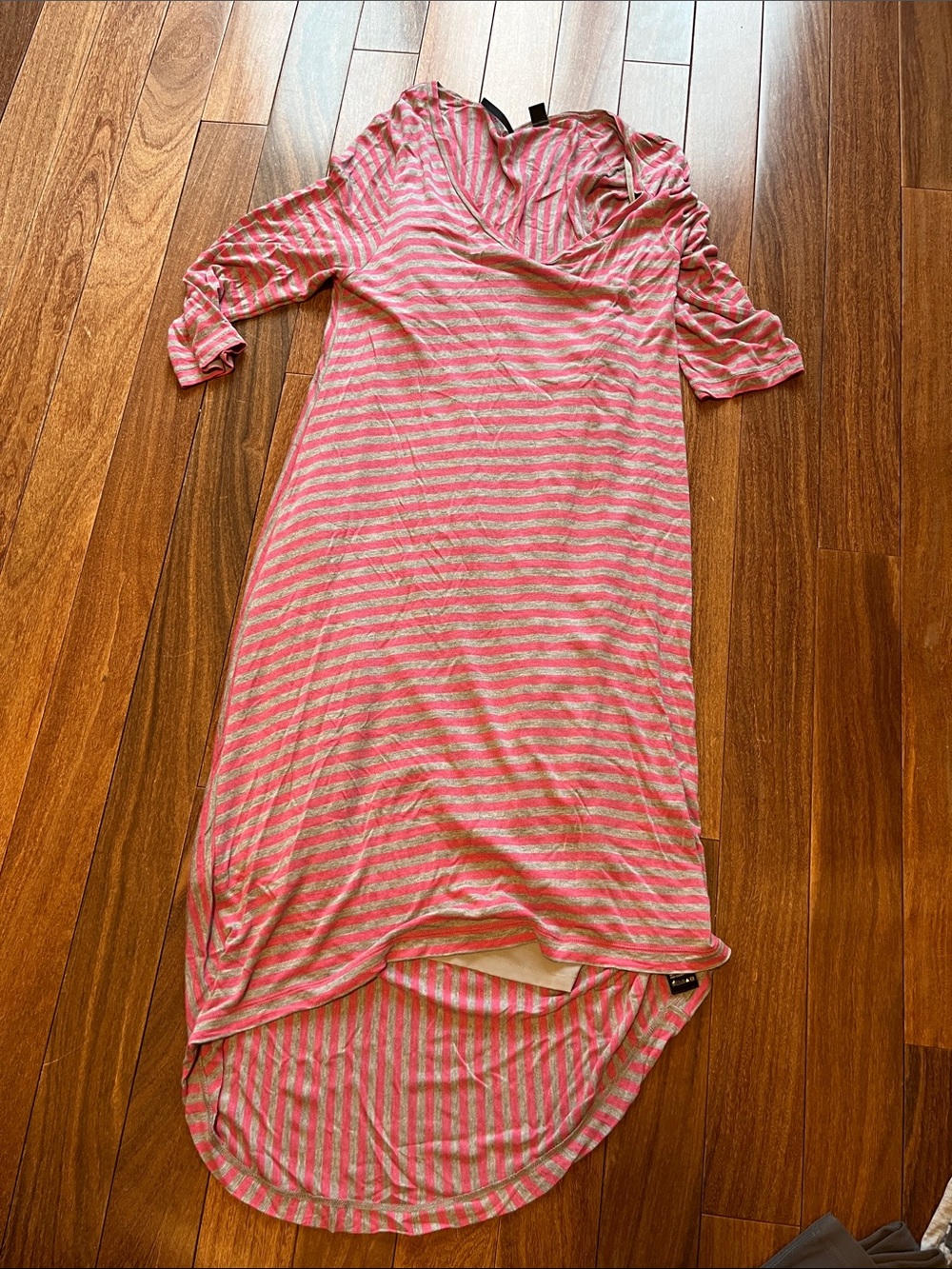Striped Pink and Cream Maxi Dress - Lightweight Cozy Style